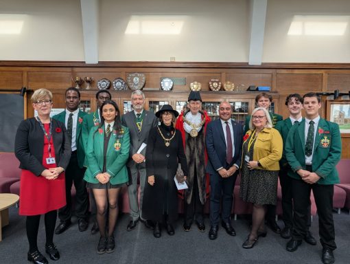 With students, staff, and the Mayor at the Service of Remembrance at Southend High School for Boys (November 2025) David with many attendees at the Southend High School for Boys