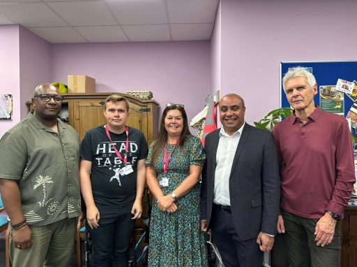 Visiting Age Concern at the Haven Community Hub! David smiling with people from Age Concern Southend